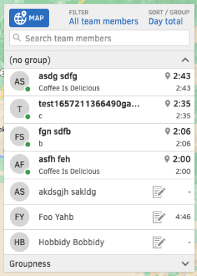 list of workers and their work duration and location